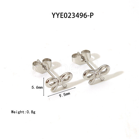 Elegant 304 Stainless Steel Bowknot Stud Earrings CR5364-4-1