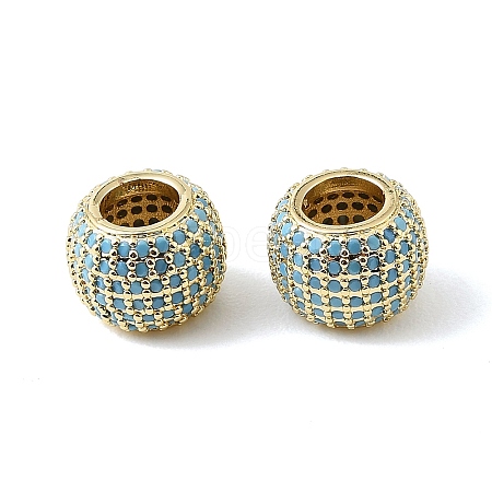 Brass Micro Pave Sky Blue Cubic Zirconia European Beads CU-CBA9CBD-04G-1