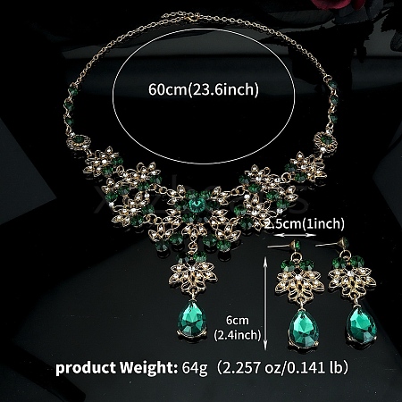 Alloy & Rhinestone Studs Earrings & Necklaces Set PW-WG1364A-04-1