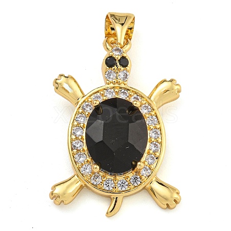 Tortoise Rack Plating Brass Micro Pave Cubic Zirconia Charms KK-G513-78A-03G-1