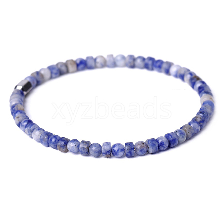 Natural Blue Spot Jasper Beads Stretch Bracelets for Women Men PW-WG6A9BA-05-1