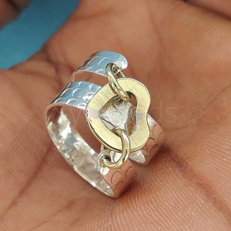 Hammered Alloy Finger Link Rings for Women FS-WG9B92C-04-1