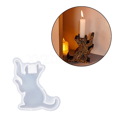 Lovely Cat Shape Candlestick Silhouette Silicone Molds SIMO-C010-01C-1