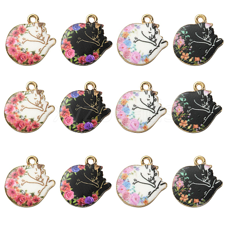 40Pcs 4 Styles Alloy Enamel Pendants ENAM-CJ0004-06-1