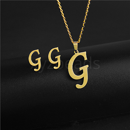 Golden Stainless Steel Initial Letter Jewelry Set IT6493-21-1