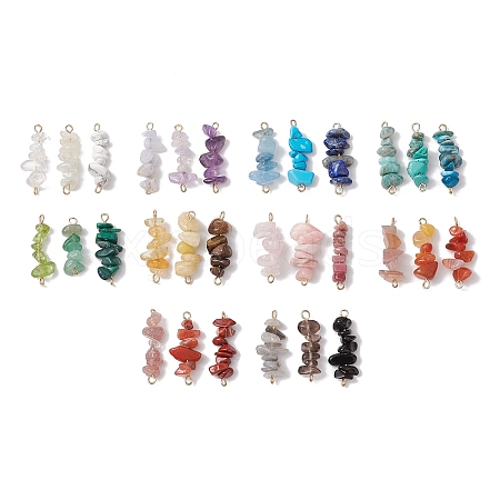 30Pcs 30 Styles 304 Mixed Gemstone Chip Beaded Connector Charms PALLOY-JF02873-01-1