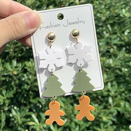 Christmas Theme Acrylic Dangle Stud Earrings FS-WGD5022-03-1
