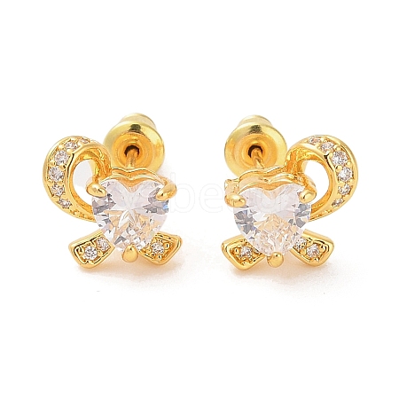 Rack Plating Brass Micro Pave Cubic Zirconia Stud Earrings EJEW-I304-06G-08-1