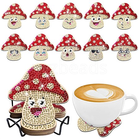 Mushroom DIY Diamond Painting Coaster Kits PW-WGEB53C-01-1