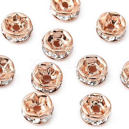 Brass Rhinestone Spacer Beads RB-YW0001-04B-01RG-1