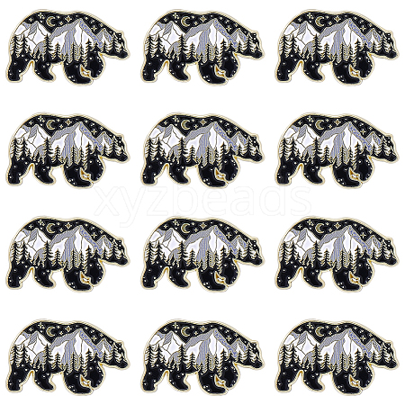 12Pcs Alloy Enamel Brooches JEWB-WR0001-13-1