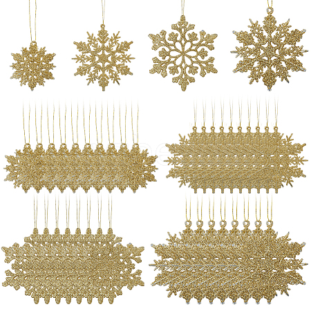 36Pcs Snowflake Plastic Pendant Decorations DIY-CP0013-33C-1