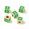 Rack Plating Brass Enamel Beads KK-B060-04G-02S-3