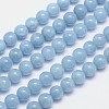 Natural Aquamarine Round Bead Strands G-M262-8mm-03-1