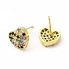 Rack Plating Brass Micro Pave Cubic Zirconia Stud Earrings for Women EJEW-H091-33G-2