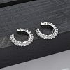 Brass Micro Pave Clear Cubic Zirconia Cuff Earrings EJEW-I249-14P-2