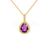 Rhinestone Teardrop Pendant Necklace with Stainless Steel Chains YL8274-1