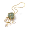 Natural Green Aventurine with Rack Plating Brass Pendants Decorations AJEW-B023-01G-04-3