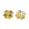 Flower Brass Micro Pave Cubic Zirconia Bead Caps KK-K300-01B-G-2