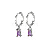 Anti-Tarnish Platinum Rhodium Plated 925 Sterling Silver Dangle Hoop Earrings for Women SY2365-3-1