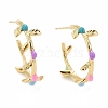 Colorful Enamel Branch Wrap Stud Earrings EJEW-I265-02G-1