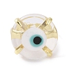 Lampwork Evil Eye Open Cuff Ring RJEW-C051-01G-09-3