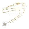 Brass Micro Pave Clear Cubic Zirconia Shield Pendant Satellite Chain Necklaces for Women NJEW-U015-05G-04-2