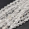 Faceted Natural Quartz Crystal Beads Strands G-K066-08-6mm-1