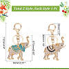 WADORN 2Pcs 2 Colors Cute Elephant Enamel Rhinestones Pendant Keychain KEYC-WR0001-39-2