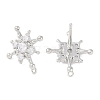 Brass Pave Clear Cubic Zirconia Stud Earring Findings KK-F875-09P-2