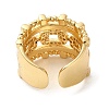 Rack Plating Real 18K Gold Plated Brass Hollow Oval Open Cuff Rings RJEW-B048-10G-3