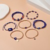 7Pcs 7 Style Evil Eye Lampwork & Glass Seed & Brass Beaded Stretch Bracelets Set for Women BJEW-JB09249-03-5