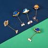 5Pcs 5 Style Planet with Animal Alloy Enamel Brooches JEWB-SZ0001-23-3