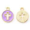 Light Gold Plated Alloy Enamel Pendants X-ENAM-R136-18C-2