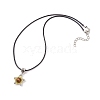 Natural Tiger Eye & Glass Seed Beaded Star Pendant Necklaces NJEW-MZ00085-01-4