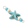 Dyed Synthetic Turquoise Starfish Rondelle Round Beaded Connector Charms PALLOY-JF04015-01-4