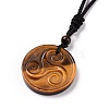 Natural Tiger Eye Triskele/Triskelion Pendant Necklace with Nylon Cord for Women NJEW-E091-01C-3