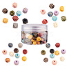 Fashewelry 120Pcs 4 Style Painted Natural Wood Beads WOOD-FW0001-07-1