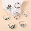 7Pcs Synthetic Turquoise Finger Rings Sets PW-WG28D17-01-2