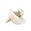 Natural Shell & Round Glass Pendants PALLOY-MZ00912-06-4