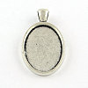 Tibetan Style Alloy Oval Pendant Cabochon Settings TIBEP-Q045-070A-AS-RS-1