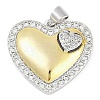 Rack Plating Heart Brass Micro Pave Clear Cubic Zirconia Pendants KK-P287-48B-GP-1