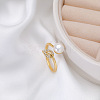 Natural Freshwater Pearl with Clear Cubic Zirconia Cuff Rings WGACE42-17-1