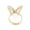 Butterfly Brass Micro Pave Cubic Zirconia Adjustable Rings for Women RJEW-I103-059G-3