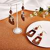 2 Pairs 2 Color Resin & Walnut Wood Trapezoid Dangle Earrings EJEW-SW00014-04-3