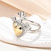Gothic Style Brass Micro Pave Clear Cubic Zirconia Cuff Rings for Women RJEW-U051-02A-GP-2