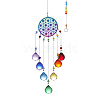 Glass Teardrop Pendant Decoration DJEW-PW0023-01B-1