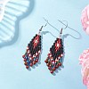 Natural & Synthetic Gemstone Rhombus Dangle Earrings EJEW-MZ00632-4