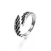 Double Wing Alloy Open Cuff Ring for Men Women RJEW-T009-31AS-3