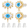 Beebeecraft 4 Pairs Evil Eye Brass Stud Earring Findings KK-BBC0010-43-1